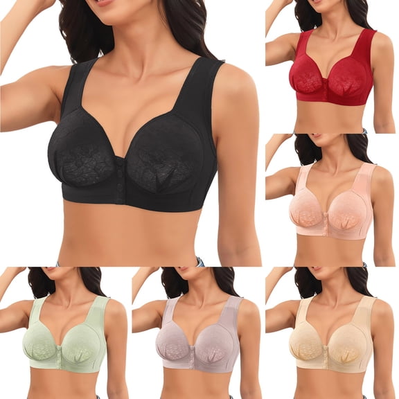 COMVALUE Bras for Older Women Closure Breathable Bras Classic Thin Tank Top Bra Without Steel Ring (Black, 46)