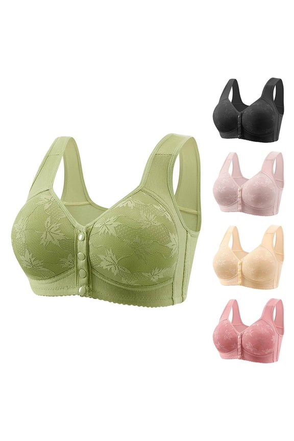 Bras for Older Women Plus Size Front Closure Wireless Bras No Underwire Full Coverage Everyday Bralettes (Black, 42)