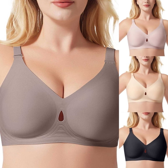 COMVALUE Bras for Women No Underwire Jelly Bras Seamless Push Up Full Coverage Bralettes Comfortable Everyday Bra (Light Purple, S)