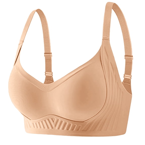 COMVALUE Bras for Women Plus Size Push up Bra Adjustable Strap Soft Comfortable Seamless Bralette (Khaki, M)