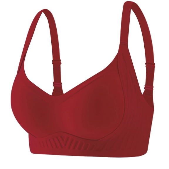 COMVALUE Bras for Women Plus Size Push up Bra Adjustable Strap Soft Comfortable Seamless Bralette (Red, XL)