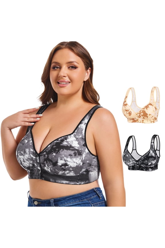 Bras for Women Wirefree Front Button Closure Bra Easy Close Sports Bra Soft Cup Sleep Bra (46C, Light Yellow)