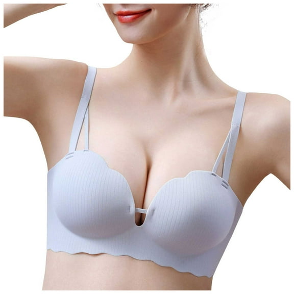 COMVALUE Bras for Women with Support Wireless Seamless T-Shirt Bra No Underwire Full Coverage Comfort Bralette (Light Blue, 70B)