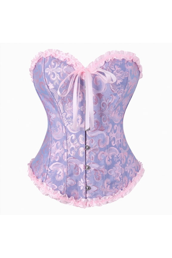 Bridal Corset Waist Trainer-Underbust Boning Shapewear for Wedding ,Bridesmaid Bodysuit,Vintage Bustier with Lace (Blue, L)