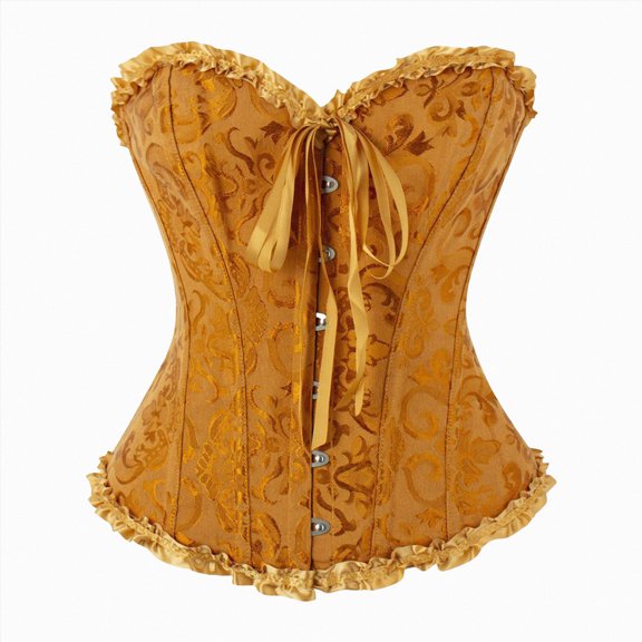 COMVALUE Bridal Corset Waist Trainer-Underbust Boning Shapewear for Wedding ,Bridesmaid Bodysuit,Vintage Bustier with Lace (Yellow, M)