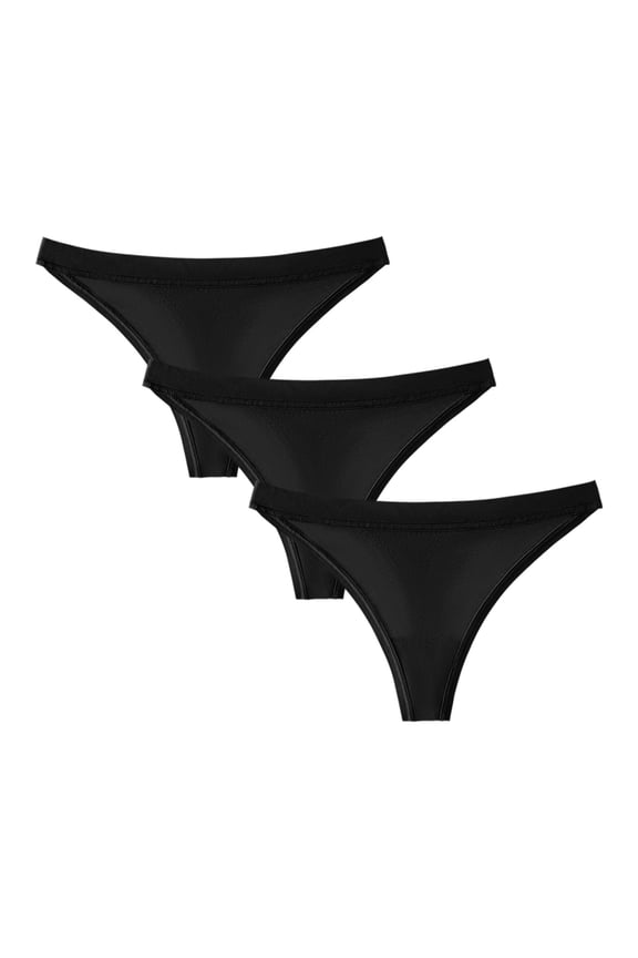 Briefs for Women 2026 Shiny Smooth Panties Seamless Stretch Thong Panties Underwear 3 Pack (Black, S)