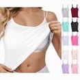 thumbnail image 1 of COMVALUE Built in Bra Tank Tops for Women Summer Casual Scoop Neck Spaghetti Straps Camisole Plus Size Athletic Workout Tops Grey for Size M, 1 of 4