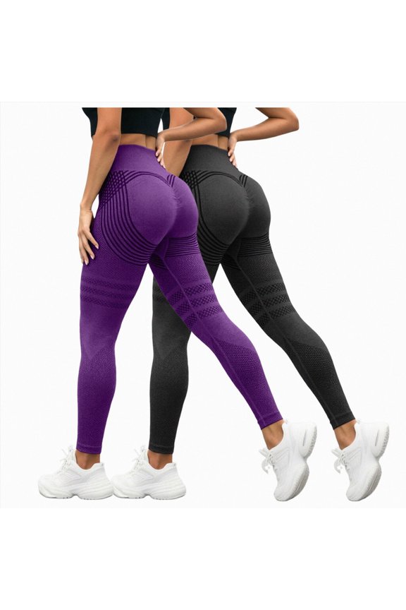 Cellulite Leggings Womens High Waisted Lipedema Compression Legging Tummy Control Seamless Workout Yoga Pants Purple for Size S