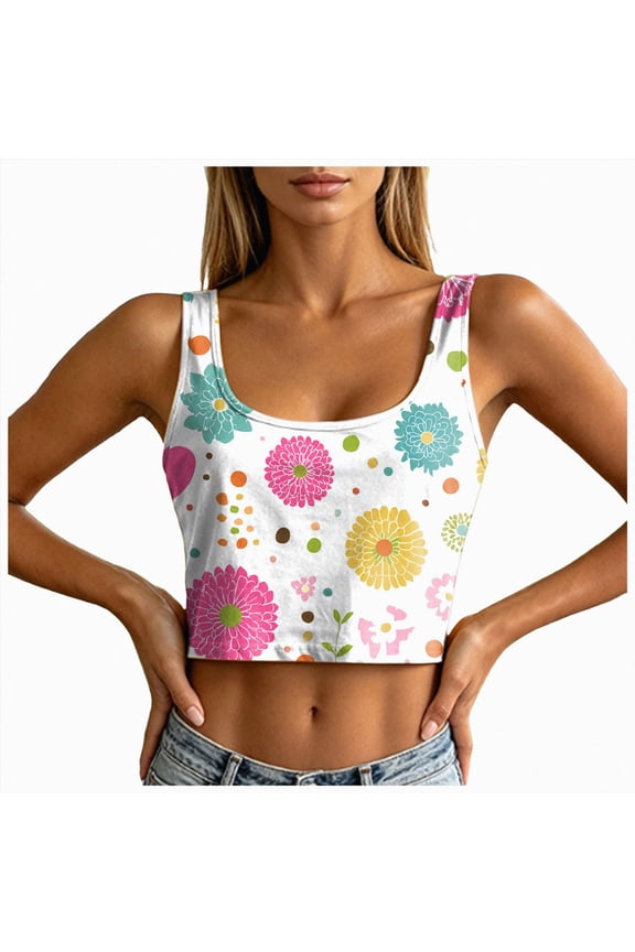 Cherry Tank Tops for Women Magic Kingdom Tshirt Y2k Ribbed Cropped Tee Sleeveless Vest Summer Vacation Trip Shirt (Pink, M)