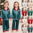 thumbnail image 1 of COMVALUE Christmas Pajama Set for Family Silk Satin Holiday Matching Sets Long Sleeve Button Down Comfy Loungewear Xmas Family Pajamas 2Pcs Pjs Outfits for Kid: 7-8 Years, 1 of 9