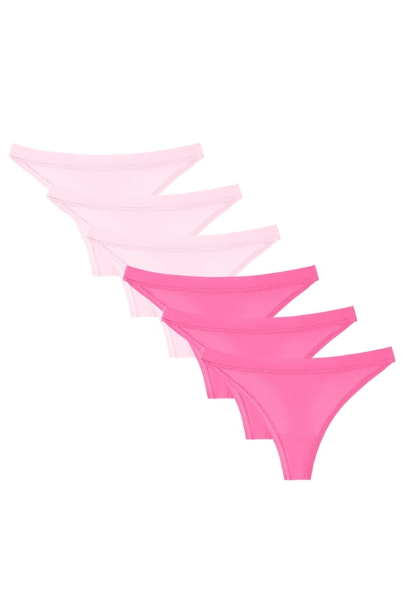 Cotton Underwear for Women Pack Breathable Thongs for Women Sexy Stretch Soft Womens Panties Thong 6 Pack (Pink, L)