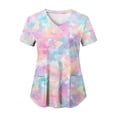 thumbnail image 1 of COMVALUE Cozy Fit Plus Size Scrub Shirts Medical Uniforms Tops Print Scrubs with Design (Pink, XL), 1 of 7