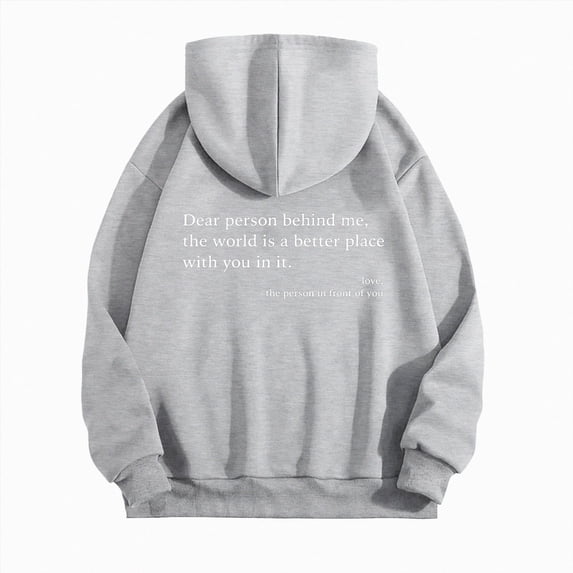 COMVALUE Dear Person Behind Me You Are Enough Hoodie for Women Teen Girls Oversized Aesthetic Graphic Sweatshirt Pullover Top (Light Gray, S)