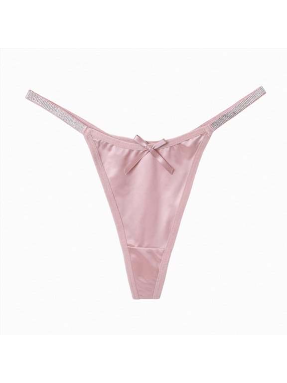 Double Shine Strap Smooth Thong Panty Color Black New (Light Pink, L)