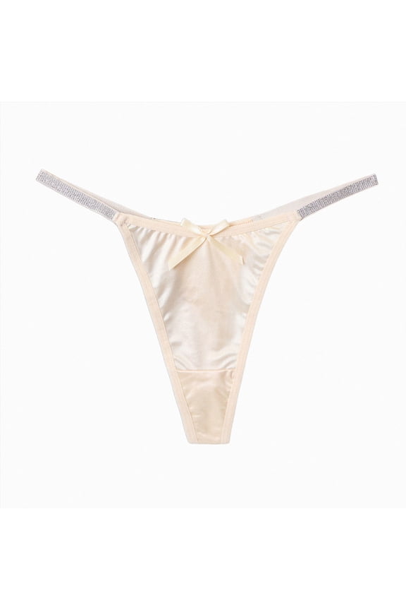 Double Shine Strap Smooth Thong Panty Color Black New (Light Yellow, L)