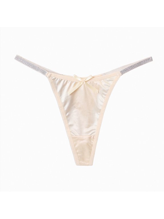Double Shine Strap Smooth Thong Panty Color Black New (Light Yellow, S)