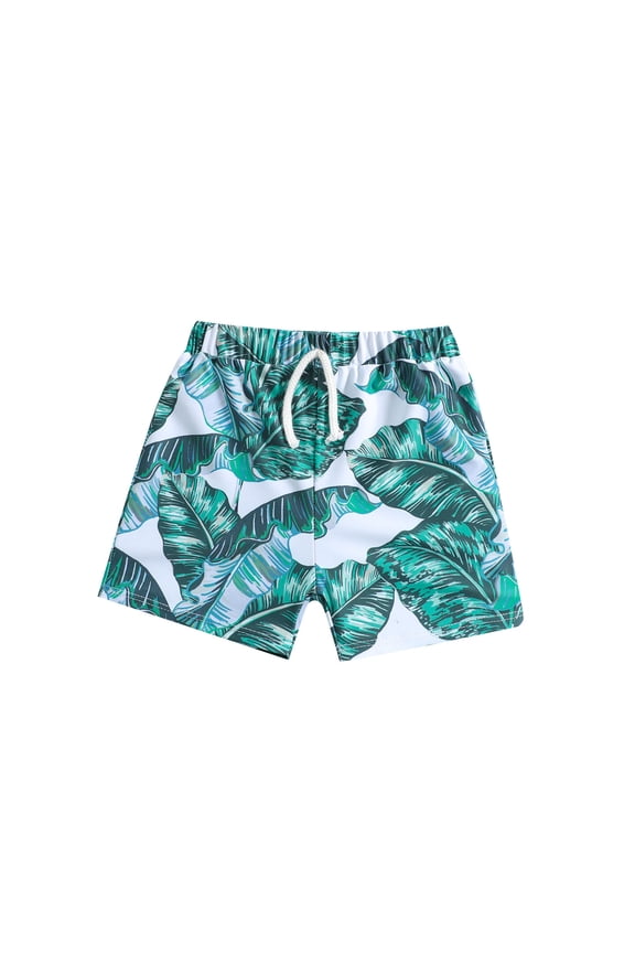 COMVALUE Family Matching Swimwear Dad and Son Floral Print Hawaiian Swim Trunks Beach Bathing Suits (White, 2-3 Years)