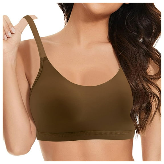 COMVALUE Full Coverage Bra Wireless Seamless Unlined Comfort Sports Bra (Coffee, 38)