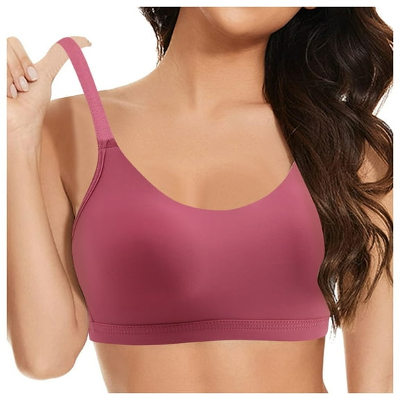 COMVALUE Full Coverage Bra Wireless Seamless Unlined Comfort Sports Bra (Watermelon Red, 42)