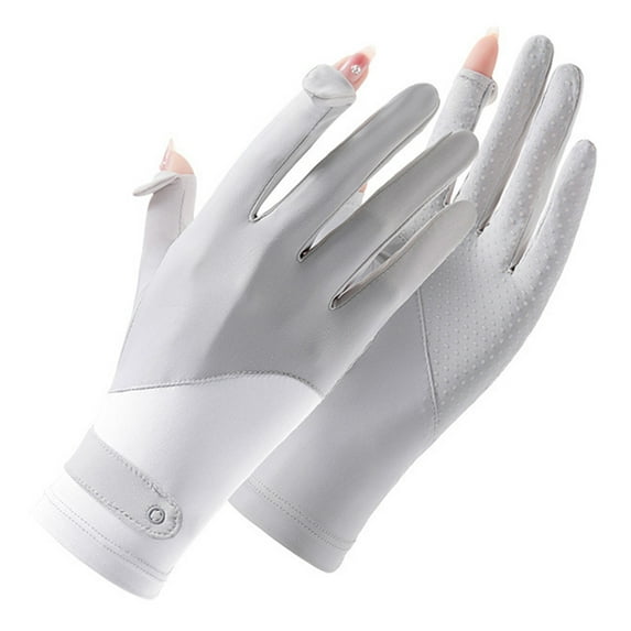 COMVALUE Full Finger Cycling Gloves for Men Women - Touchscreen Gel Pads Shock-Absorbing Gloves for Outdoor Sports Biking Running Hiking (Light Gray, One Size)