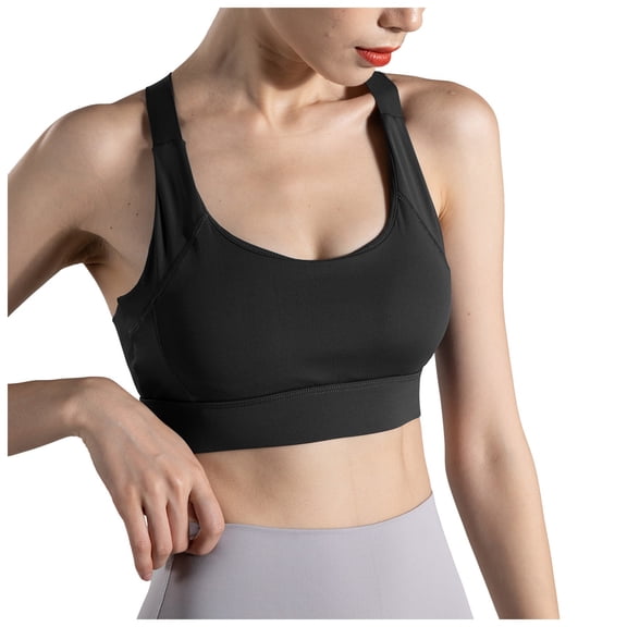 COMVALUE High Impact Sports Bras for Women,Racerback Running Bra Workout Crop Tank Tops Longline Sports Bra Push up (Black, XXL)