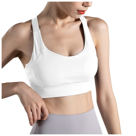COMVALUE High Impact Sports Bras for Women,Racerback Running Bra Workout Crop Tank Tops Longline Sports Bra Push up (White, XL)