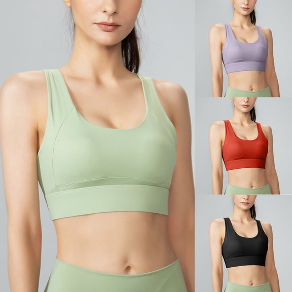 COMVALUE High Impact Sports Bras for Women - Scoop Neck Strappy Sports Bra High Support Moulded Cup Workout Bra (Red, XL)