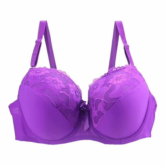 COMVALUE Lace Bra for Womens Underwire Bras Full Coverage Padded Underwear (Purple, 95B)