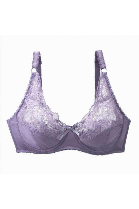 Lace Bras Women Full Coverage Lifting Underwire Everyday Bra Large Bust Purple for Size 95C