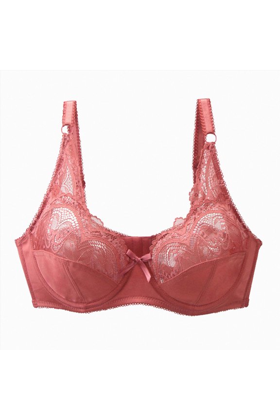 Lace Bras Women Full Coverage Lifting Underwire Everyday Bra Large Bust Red for Size 95C