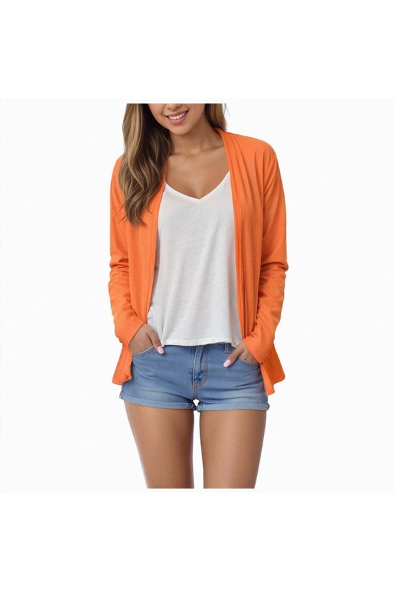 Lightweight Cardigans for Women UPF 50+ Long Sleeve Sun Shirts Open Front Summer Cover Ups UV Protection (Orange, XXL)