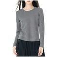thumbnail image 1 of COMVALUE Long Sleeve Shirts for Women Crew Neck Tee Tshirts Casual Plain Basic Tops Loose Fit (Grey, M), 1 of 4