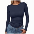 thumbnail image 1 of COMVALUE Long Sleeve Shirts for Women Tops Fitted Basic Tees Fall Fashion School Outfits Y2k Winter Clothes Workout 2026 Navy for Size M, 1 of 4