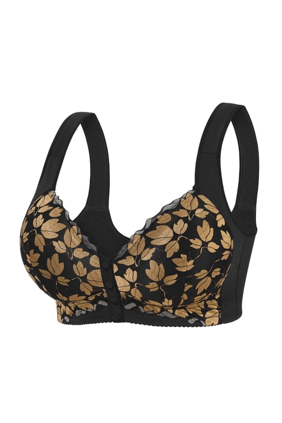Low Impact Compression Bra Sheer Lace Longline Everyday Sleep Workout Bra Push up Bralette for Sagging Breasts (Black, 36F)