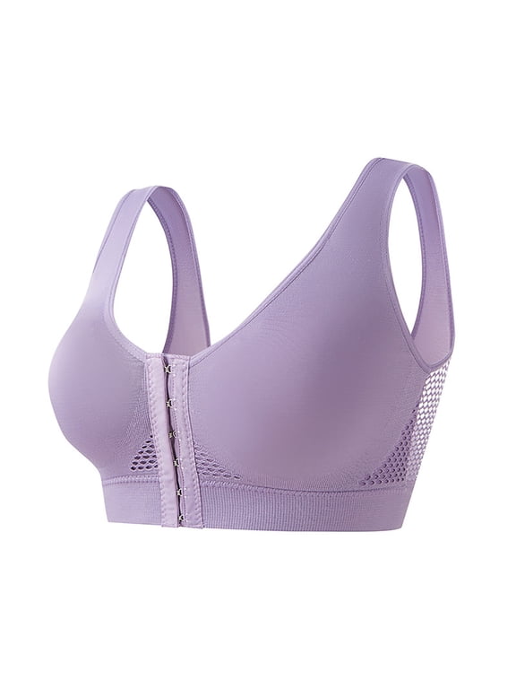 Mastectomy Bras for Women Compression Post Op Surgery Bra Front Closure Surgical Recovery Everyday Bra (Purple, XXL)