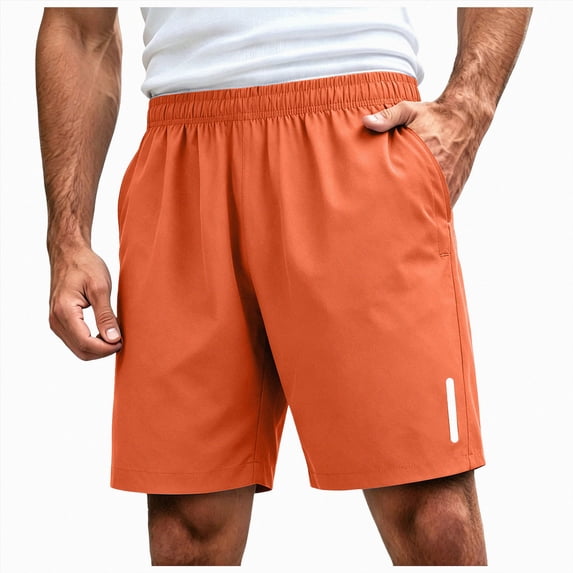 COMVALUE Men's Athletic Running Shorts Gym Workout 7"/9"/5" Quick Dry Lightweight Sports Basketball Tennis 3 Zipper Pockets Orange for Size M