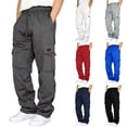 thumbnail image 1 of COMVALUE Men's Heavyweight Fleece Baggy Cargo Sweatpants Drawstring Pants with Pockets Straight Leg Casual Joggers Hiking Athletic (GY1, L), 1 of 8