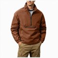 thumbnail image 1 of COMVALUE Men's Lightweight Quarter Zip Pullover Casual Windbreaker for Running Golf Jackets with 3 Pockets (Coffee, L), 1 of 7
