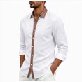 thumbnail image 1 of COMVALUE Men's Linen Shirt Long Sleeve Button Down Collar with Contrast Placket Regular Fit Casual Beach Tops (White, M), 1 of 7