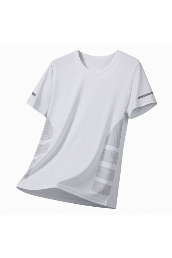 Men's Workout Gym T-Shirts Lightweight Running Athletic Short Sleeve Quick Dry Shirt Tops (White, 5XL)
