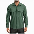 thumbnail image 1 of COMVALUE Mens Long Sleeve Shirts Casual Button Down Shirt Wrinkle Free Dress Shirt with Pocket (Army Green, 3XL), 1 of 5