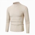 thumbnail image 1 of COMVALUE Mens Mock Neck Ribbed Knit Sweater Long Sleeve Slim Fit Casual Pullover For Daily Wear, 1 of 4