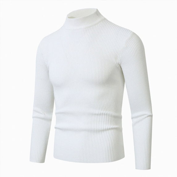 COMVALUE Mens Mock Neck Ribbed Knit Sweater Long Sleeve Slim Fit Casual Pullover For Daily Wear
