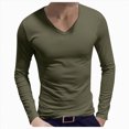 thumbnail image 1 of COMVALUE Mens Solid V Neck Long Sleeve T Shirt Slim Cut Soft Lightweight Basic Tee For Casual Daily Wardrobe, 1 of 4