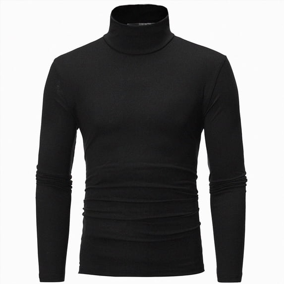 COMVALUE Mens Turtleneck Long Sleeve Stretchy Knit Top Slim Fit Basic Pullover For Layering And Daily Wear