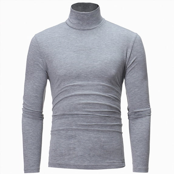 COMVALUE Mens Turtleneck Long Sleeve Stretchy Knit Top Slim Fit Basic Pullover For Layering And Daily Wear