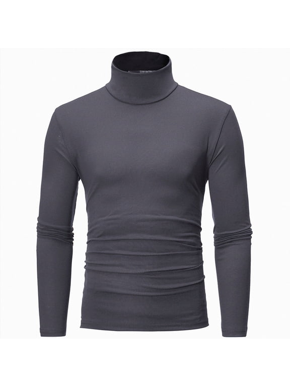 Mens Turtleneck Long Sleeve Stretchy Knit Top Slim Fit Basic Pullover For Layering And Daily Wear
