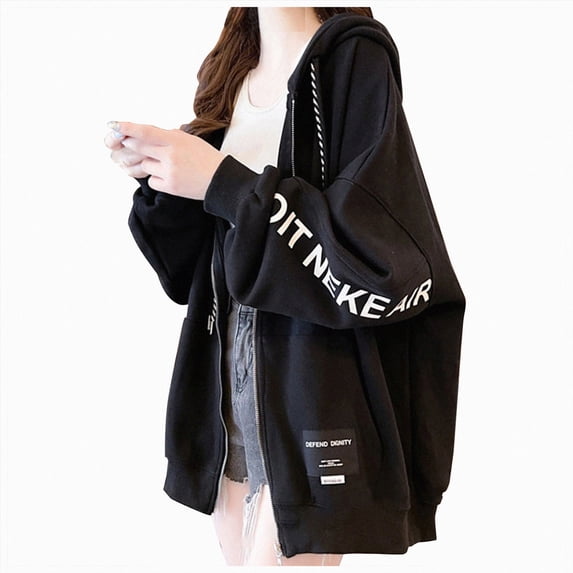 COMVALUE New Album ATE Hoodie Jacket Felix Hyunjin Bangchan LeeKnow Minho World Tour Zippered Sweatershirt Jacket (Black, XL)