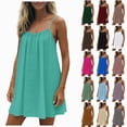 thumbnail image 1 of COMVALUE Open Back Summer Dress for Women Spaghetti Strap Summer Beach Flowing Sundress Swing Solid Color Sundress Coffee S, 1 of 6