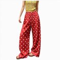 thumbnail image 1 of COMVALUE Palazzo Pants for Women Wide Leg Flowy Pants with Pockets Elastic Mid Waist Summer Beach Vacation Outfits Lightweight (Red, XL), 1 of 7